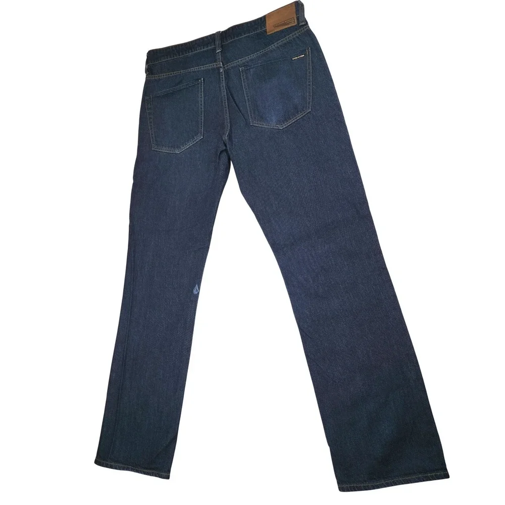 Volcom Solver Modern Straight Leg Jeans Mens 32 Dark Indigo Blue Denim Skate
